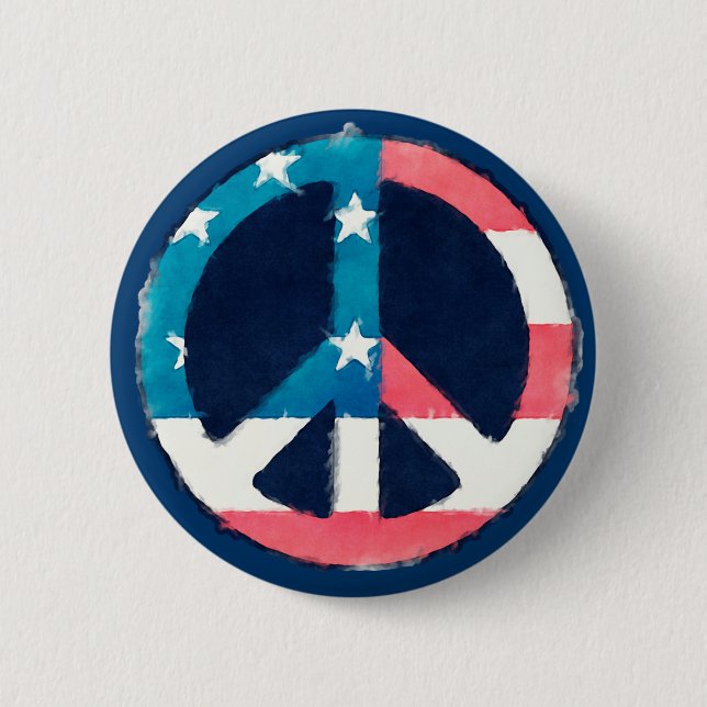 American Peace Sign grunge 2 Inch Round Button (Front)