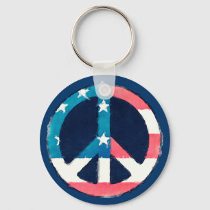 American Peace Sign grunge Keychain