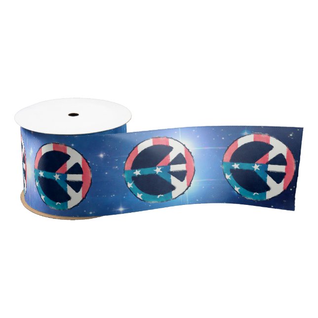 American Peace Sign grunge + your ideas Satin Ribbon (Spool)
