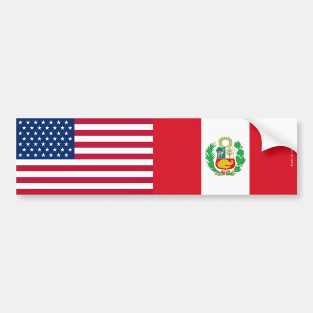American & Peruvian Flags Bumper Sticker (Front)