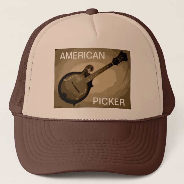 AMERICAN PICKER TRUCKER HAT (Tan and Brown) (Front)