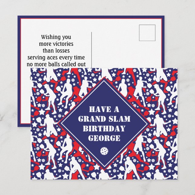 American Pickleball Grand Slam Birthday Postcard (Front/Back)