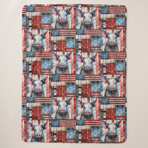 American Pig Farm folk art Sherpa Blanket