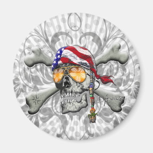 American Pirate Scull and Bones Magnet