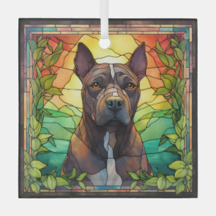 American Pit Bull Dog Glass Ornament