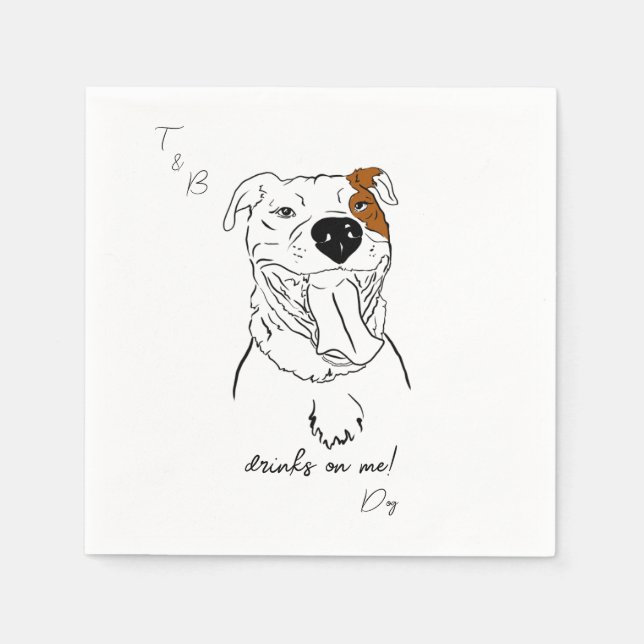 American Pit Bull drawing Wedding Cocktail Napkins (Front)