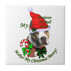 American Pit Bull Terrier Christmas Tile