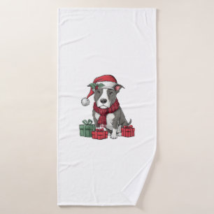 American Pit Bull Terrier Dog Christmas Outfits Sa Bath Towel