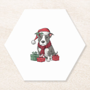 American Pit Bull Terrier Dog Christmas Outfits Sa Paper Coaster