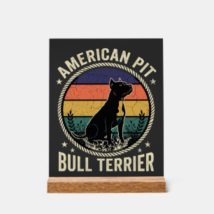 American Pit Bull Terrier Dog Vintage Sunset Rope  Acrylic Sign
