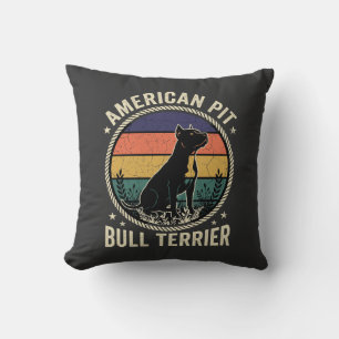 American Pit Bull Terrier Dog Vintage Sunset Rope  Throw Pillow