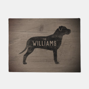 American Pit Bull Terrier Silhouette Personalized Doormat