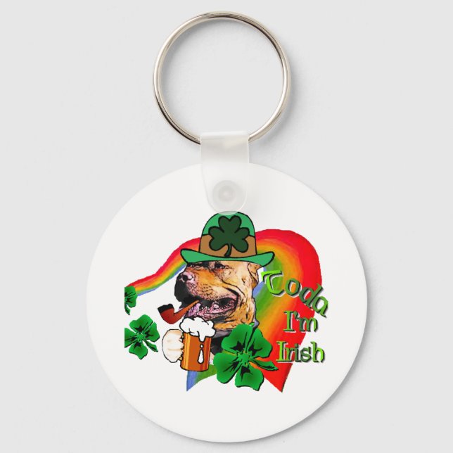 American Pit Bull Terrier St Patricks Keychain (Front)