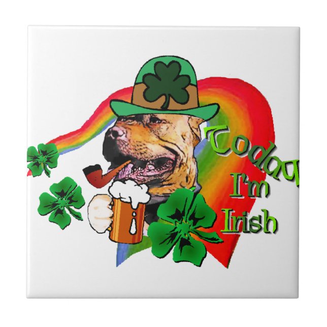 American Pit Bull Terrier St Patricks Tile (Front)