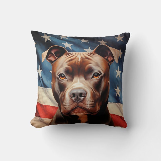American Pit Bull Terrier Throw Pillow (Front)