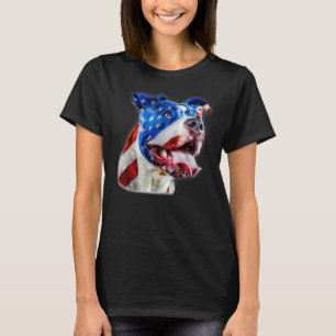 American Pit Bull Terrier Usa Flag Patriotic Dog   T-Shirt