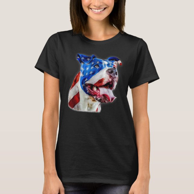 American Pit Bull Terrier Usa Flag Patriotic Dog   T-Shirt (Front)