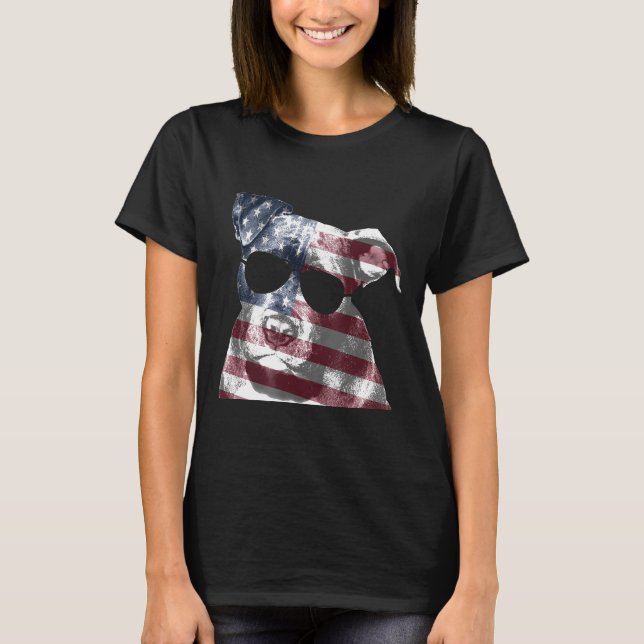 American Pit Bull Terrier Usa Flag Patriotic Dog T-Shirt (Front)