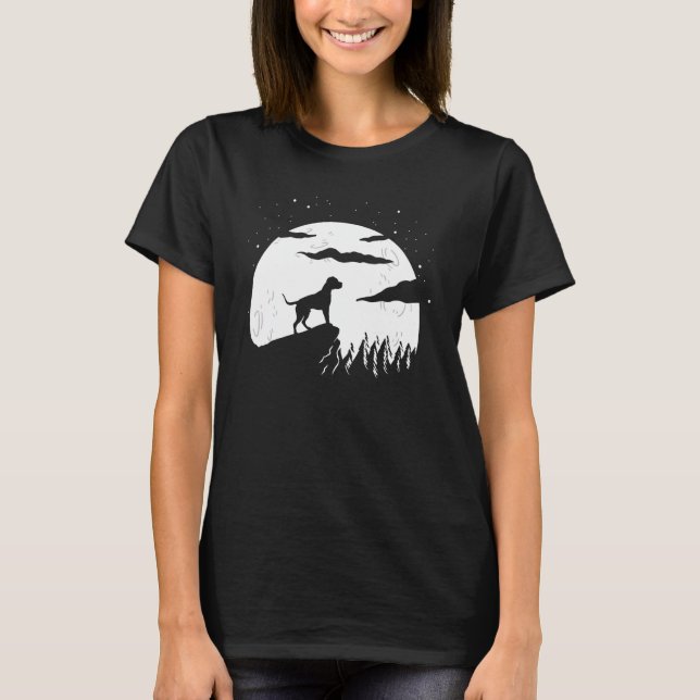 American Pitbull and Moon Halloween T-Shirt (Front)