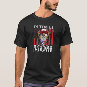 American Pitbull Mom Usa Flag T-Shirt