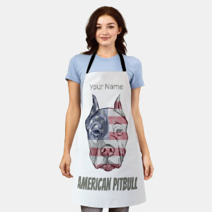 American Pitbull Terrier Bully Dog Vintage Flag Apron