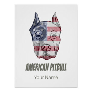 American Pitbull Terrier Bully Dog Vintage Flag Poster