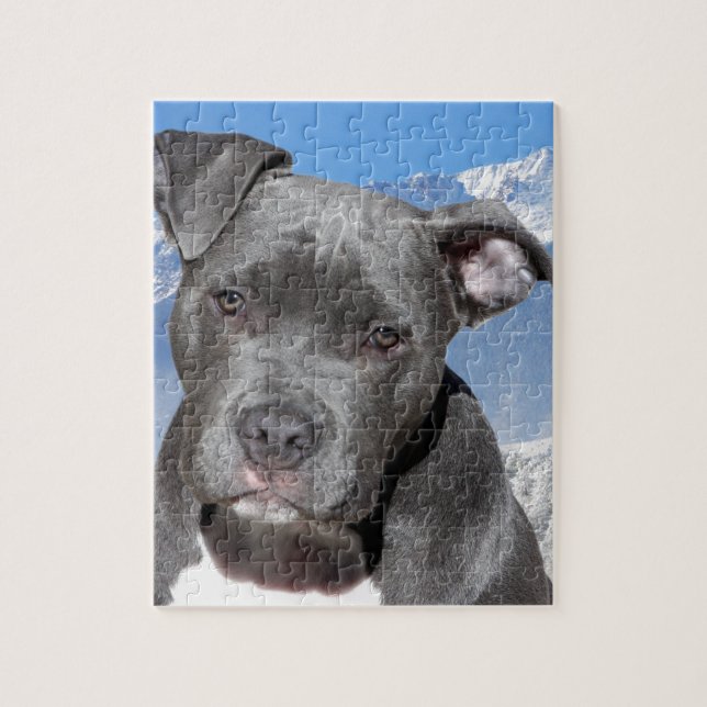 American Pitbull Terrier Puppy Dog Jigsaw Puzzle (Vertical)