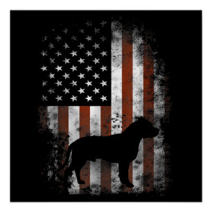 American Pitbull Terrier T-Shirt American Flag Pat Poster