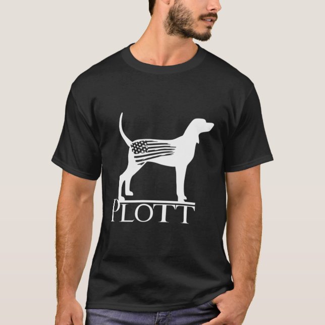 American Plott Hound With Tattered American Flag P T-Shirt (Front)