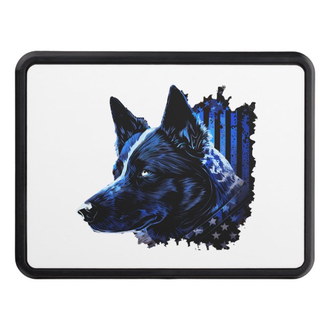American Police Flag K9 Unit Patriotic Dog Lover Trailer Hitch Cover (Front)