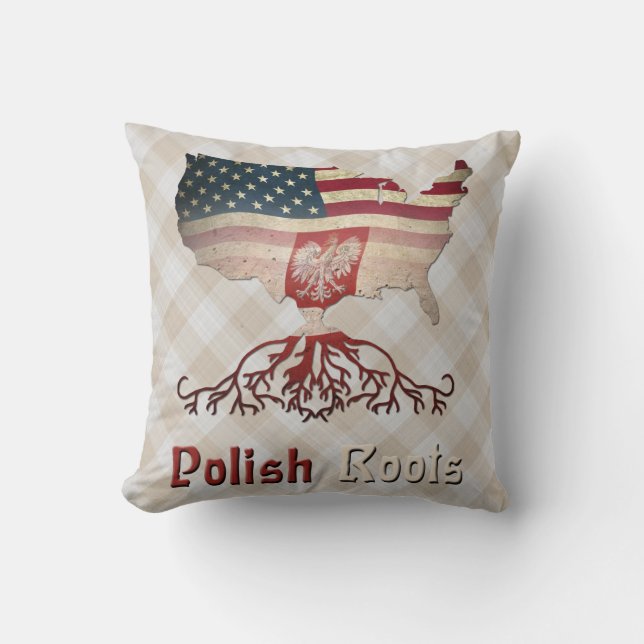 American Polish Roots   Throw Pillow (Front)