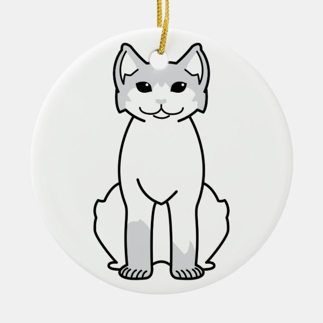 American Polydactyl Cat Cartoon Ceramic Ornament (Front)