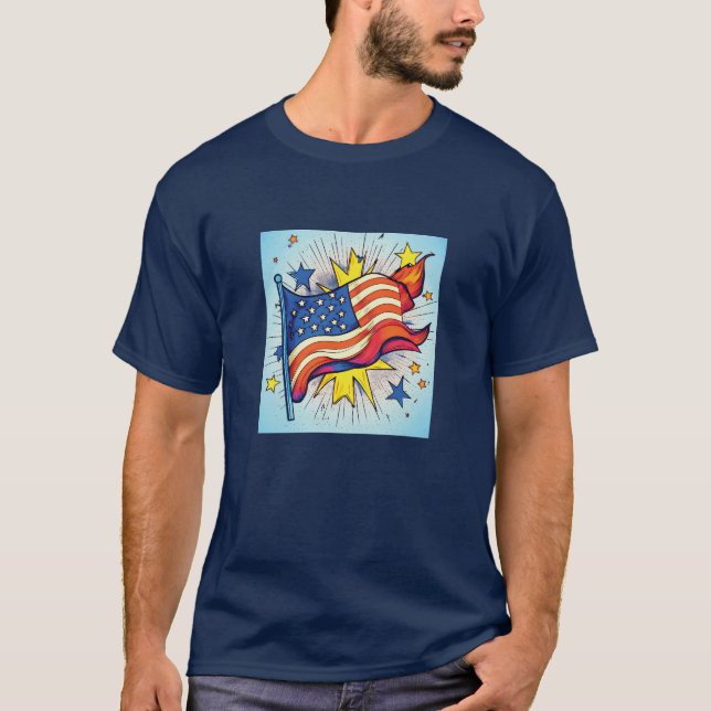 American Pop Art Flag T-Shirt (Front)