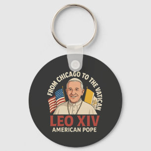 American Pope Leo Catholic Church Christian Faith Keychain