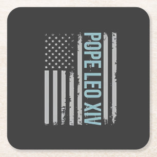 American Pope Leo Catholic Church Christian Faith Square Paper Coaster