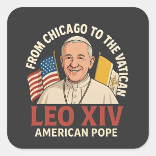 American Pope Leo Catholic Church Christian Faith Square Sticker