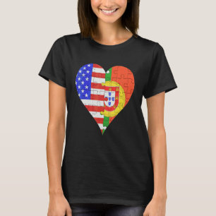 American Portuguese Flag Heart T-Shirt