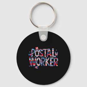 American Postal Worker Usa Flag Mailman Mail 4th O Keychain