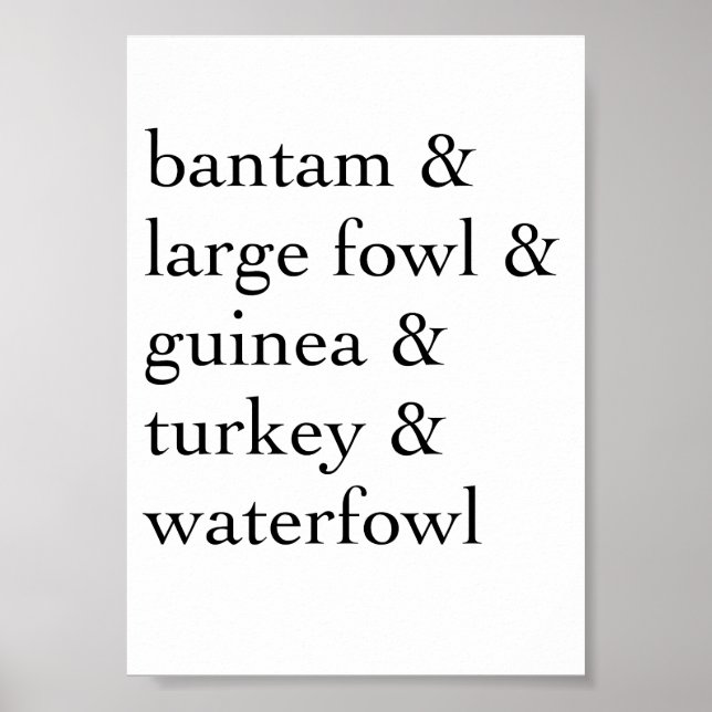 American Poultry Exhibition Classes Poster (Front)