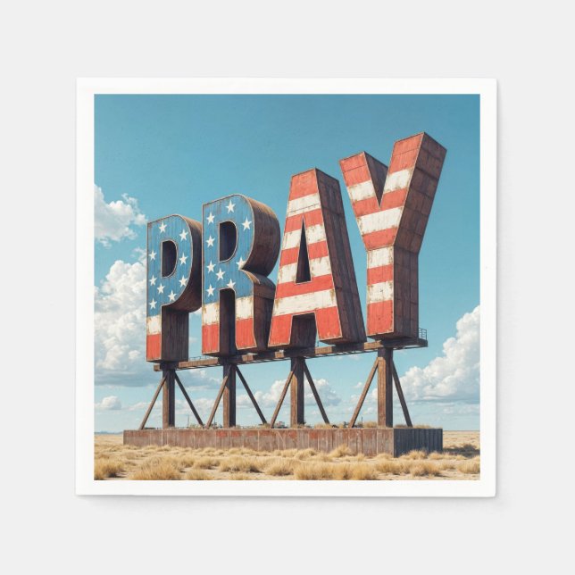 American PRAY Billboard On Farmland Napkin (Front)