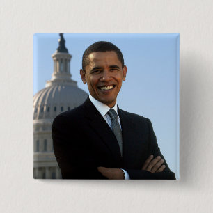 American President Barack Obama as US Senator  2 Inch Square Button