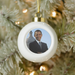American President Barack Obama as US Senator  Ceramic Ball Christmas Ornament