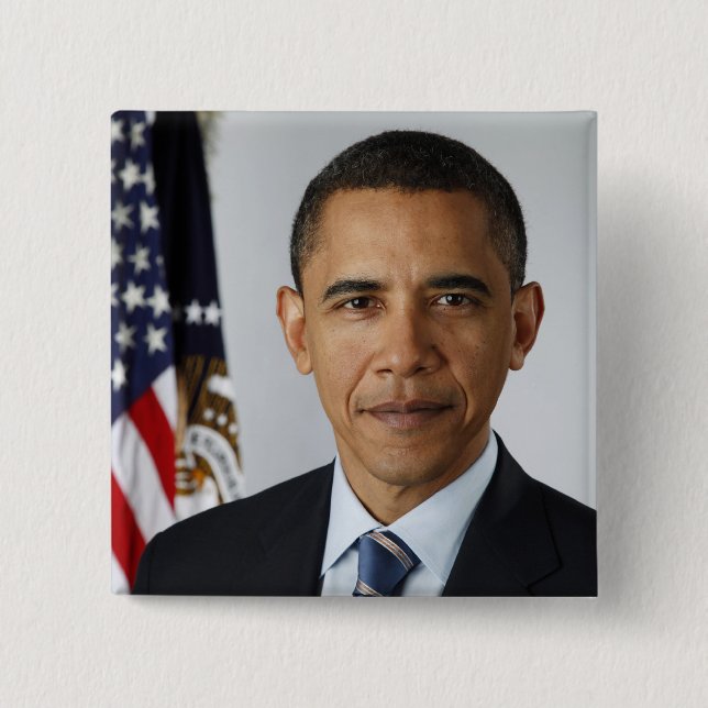 American President Barack Obama at White House  2 Inch Square Button (Front)