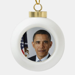 American President Barack Obama at White House  Ceramic Ball Christmas Ornament
