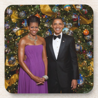 American President Barack Obama on Christmas Card Coaster