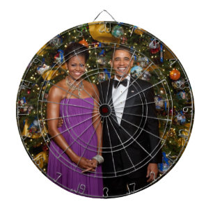 American President Barack Obama on Christmas Card Dartboard