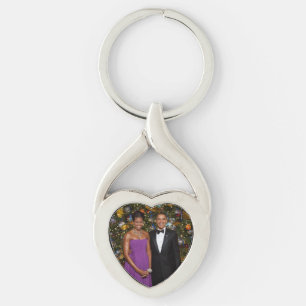 American President Barack Obama on Christmas Card Keychain