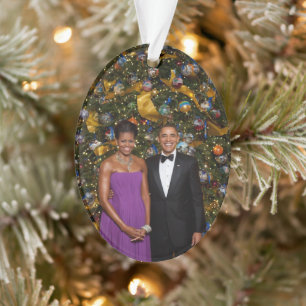 American President Barack Obama on Christmas Card Ornament