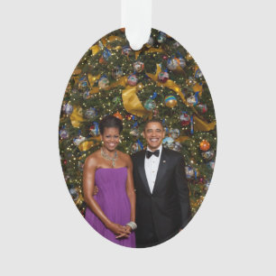 American President Barack Obama on Christmas Card Ornament