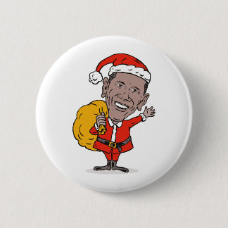 American President Barack Obama Santa Claus 2 Inch Round Button
